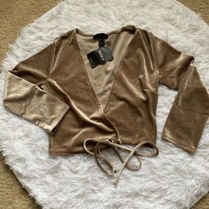 Tan velvet wrap shirt